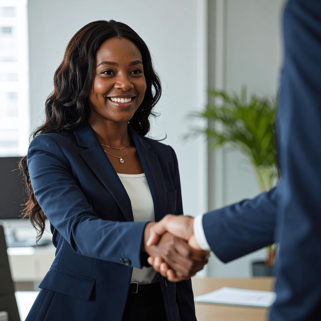 Corporate professionals reviewing and signing an insurance policy